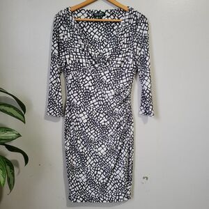 EUC LAUREN RALPH LAUREN PRINTED SURPLICE WRAP DRESS SIZE 6 WOMENS